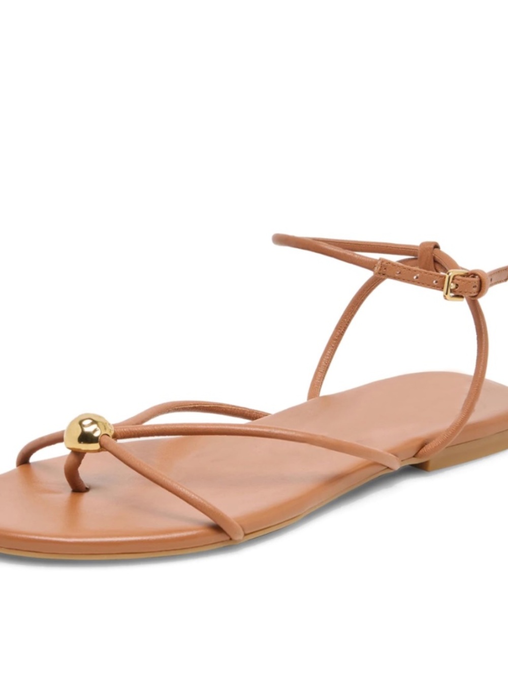 Vegan leather nude flat strappy sandals with gold hardware size 7.5